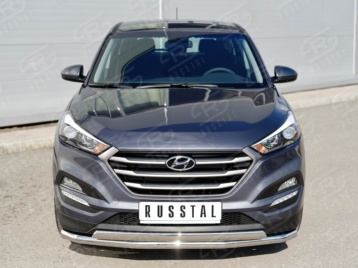 Руссталь HTZ-002232 защита переднего бампера d63 секция-75х42 дуга на Hyundai Tucson 2015