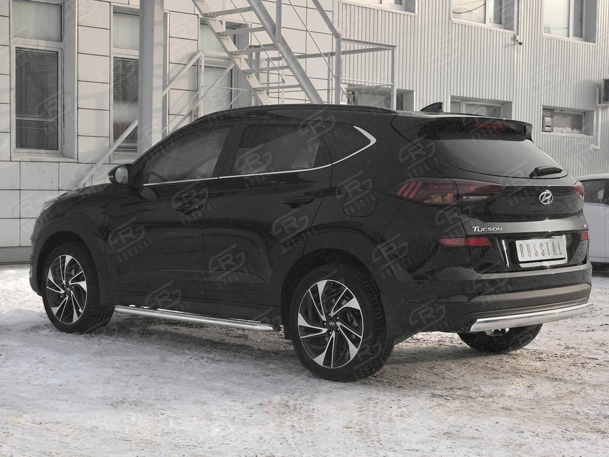 Руссталь HTZ-003102 защита заднего бампера d75х42 дуга на Hyundai Tucson 2018-