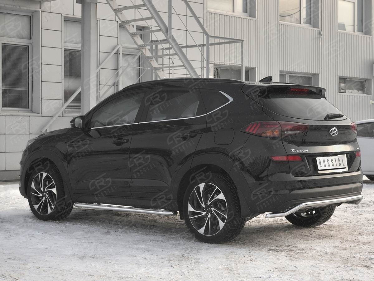 Руссталь HTZ-003103 защита заднего бампера d42 волна на Hyundai Tucson 2018-