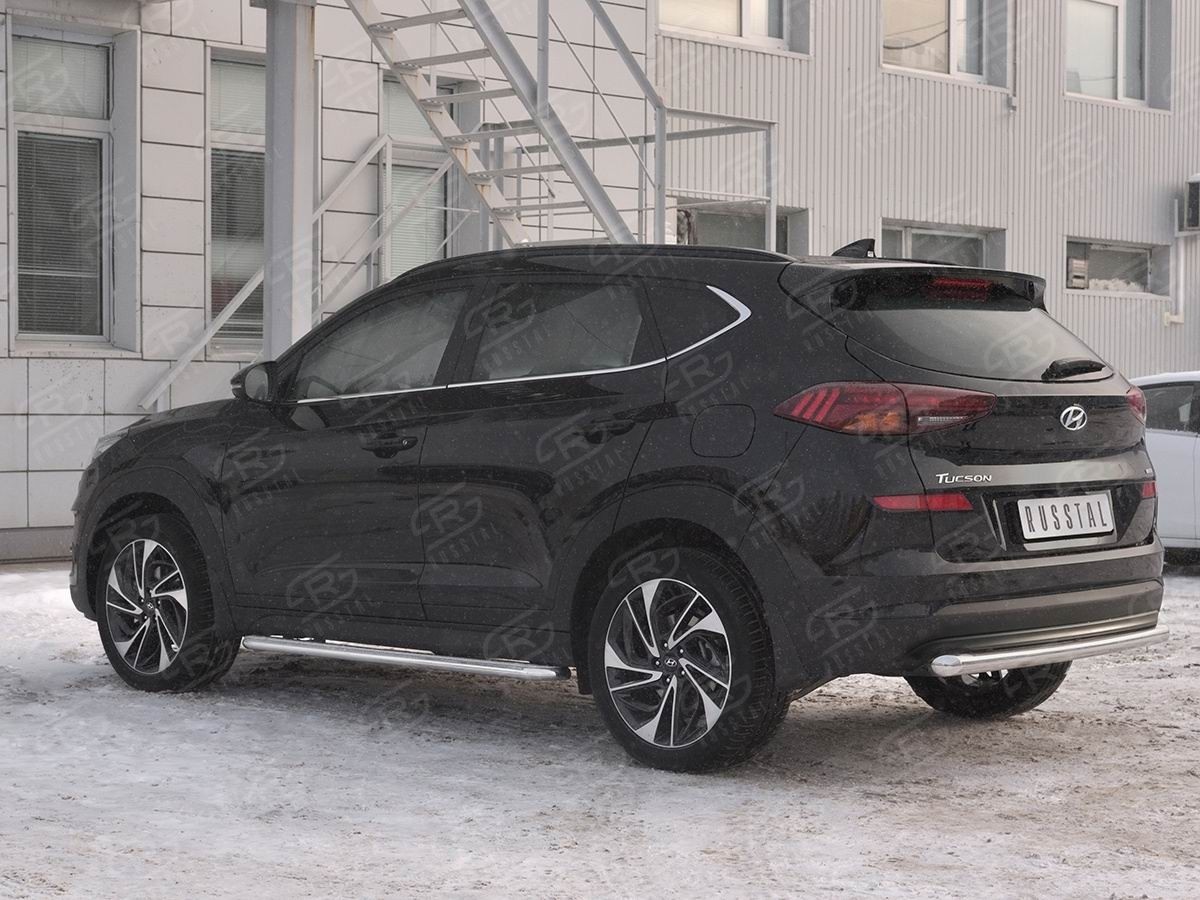 Руссталь HTZ-003104 защита заднего бампера d63 дуга на Hyundai Tucson 2018-