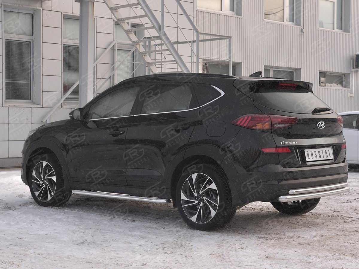 Руссталь HTZ-003105 защита заднего бампера d63 дуга-d42 дуга на Hyundai Tucson 2018-