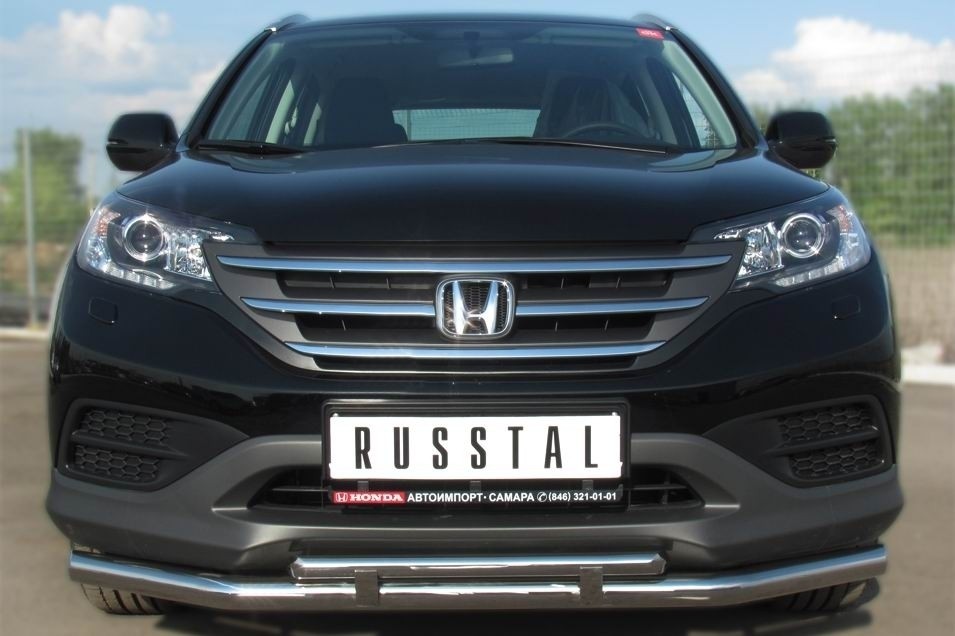 Руссталь HVZ-001337 защита переднего бампера d63 (секции) d42 (прямой) на Honda CR-V дв. 2.0 2013-