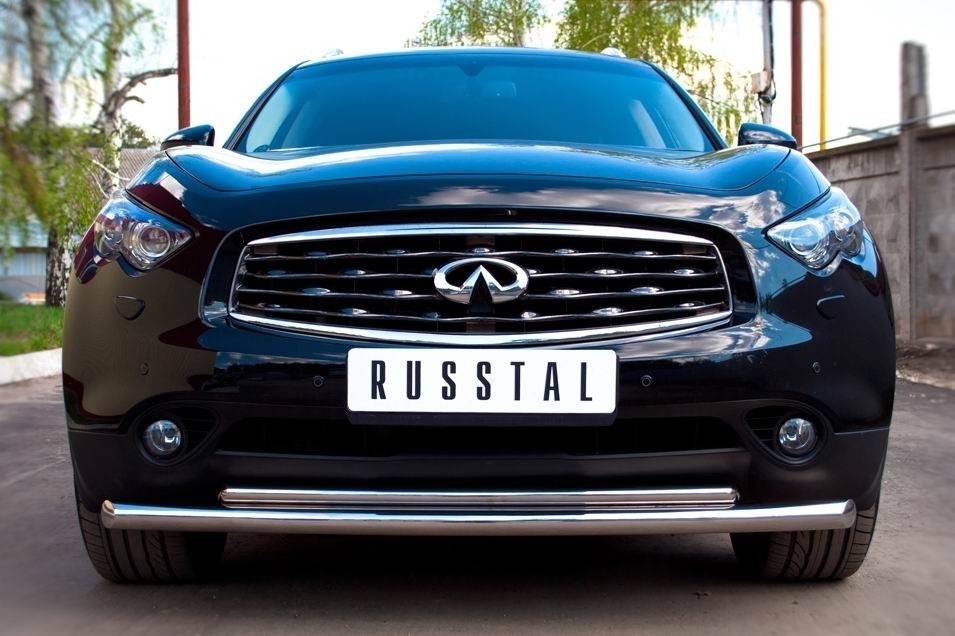 Руссталь IF7Z-0007001 защита переднего бампера d63/42 (дизель) на Infiniti FX 37-QX70 2010-