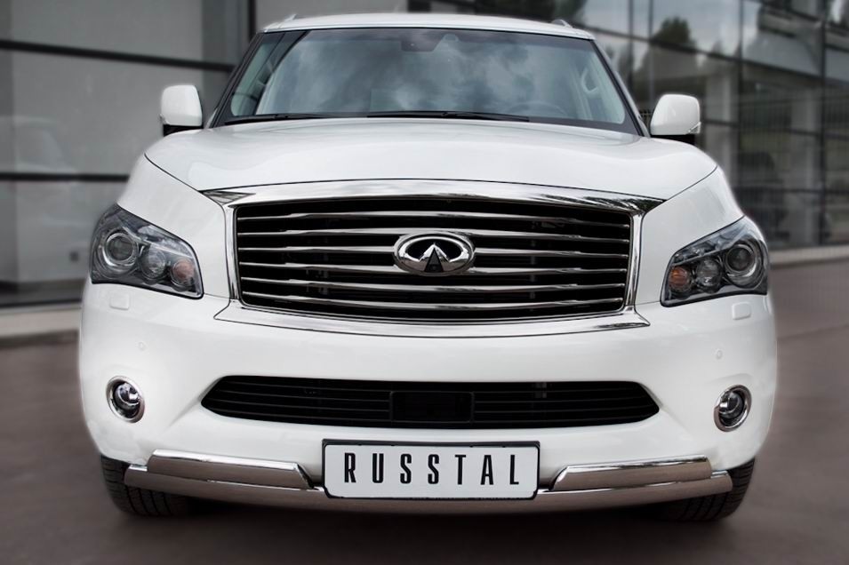 Руссталь INZ-000844 защита переднего бампера 75х42_(75х42)х2 овалы на Infiniti QX 56 2010-