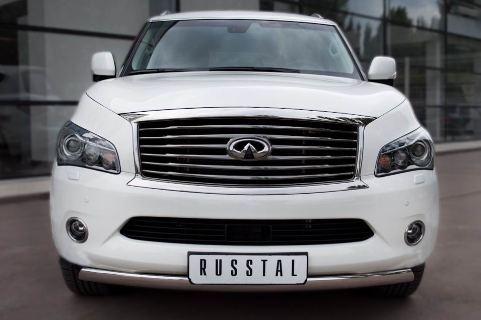 Руссталь INZ-000846 защита переднего бампера 75х42 овал на Infiniti QX 56 2010-