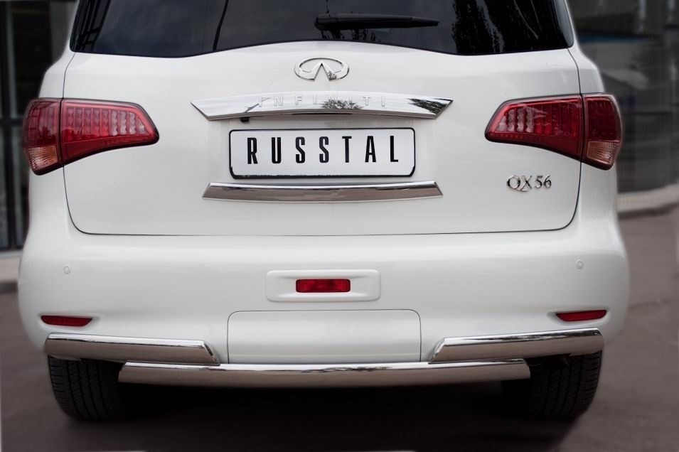 Руссталь INZ-000849 защита заднего бампера 75х42_(75х42)х2 овалы на Infiniti QX 56 2010-