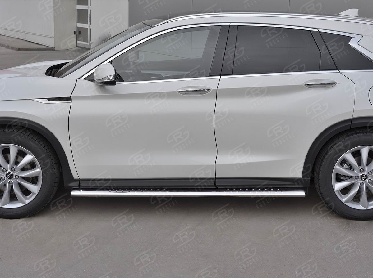 Руссталь IQX5O-003080 пороги труба 120х60 овал с проступью на Infiniti QX50 2018- 