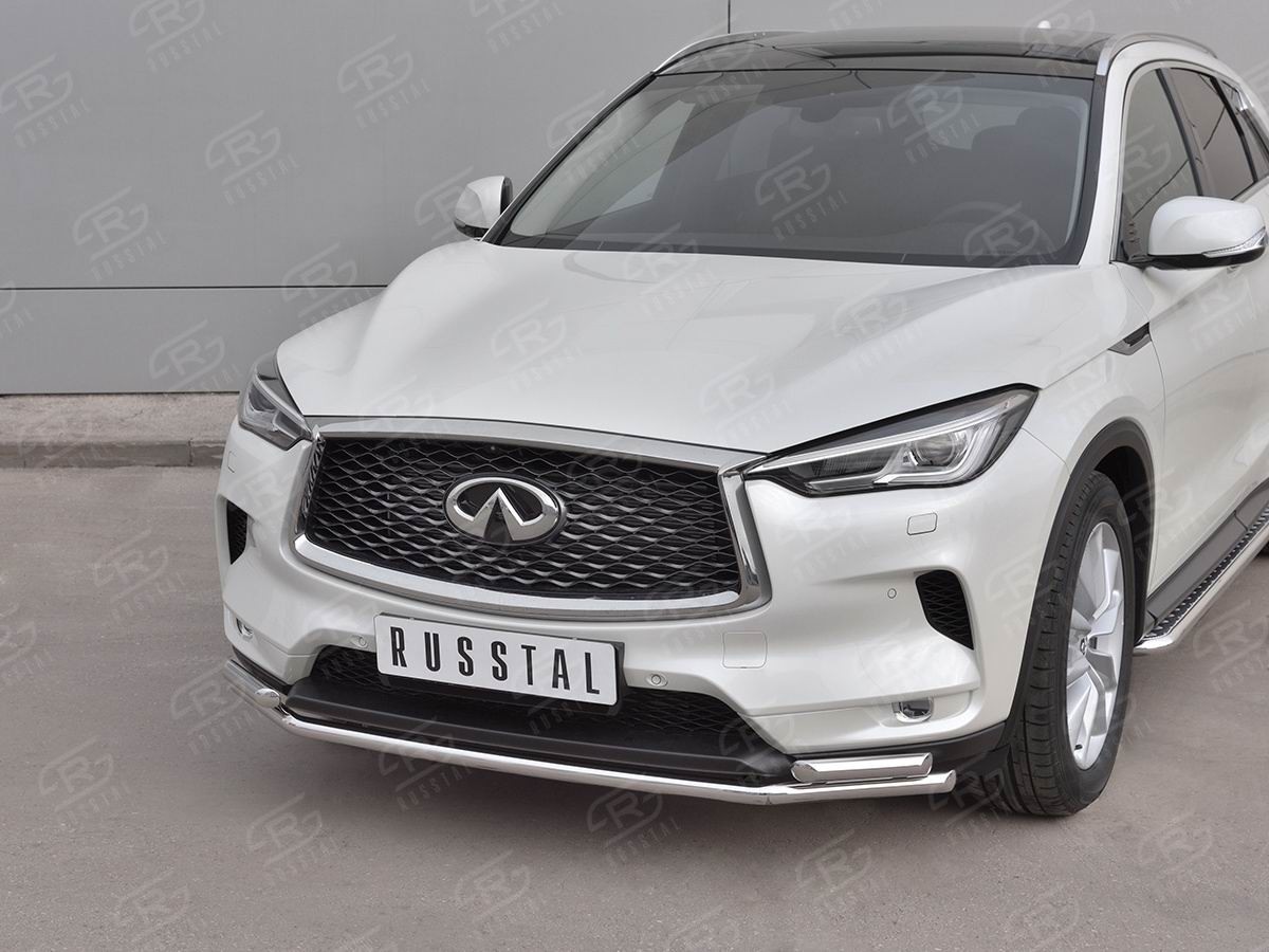 Руссталь IQX5Z-003078 защита переднего бампера d42 секции-d42х2 дуга на Infiniti QX50 2018- 