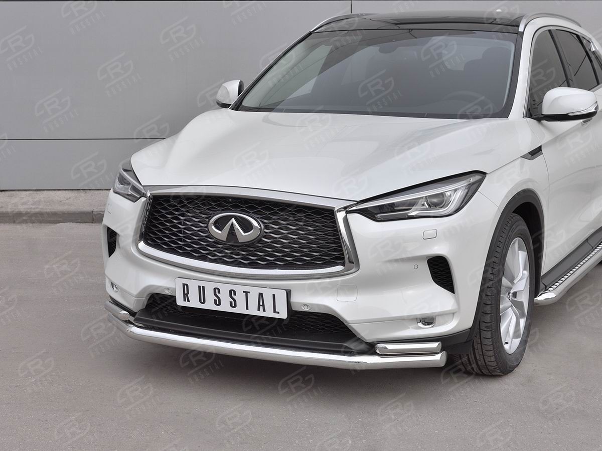 Руссталь IQX5Z-003079 защита переднего бампера d63 секции-d42х2 дуга на Infiniti QX50 2018- 