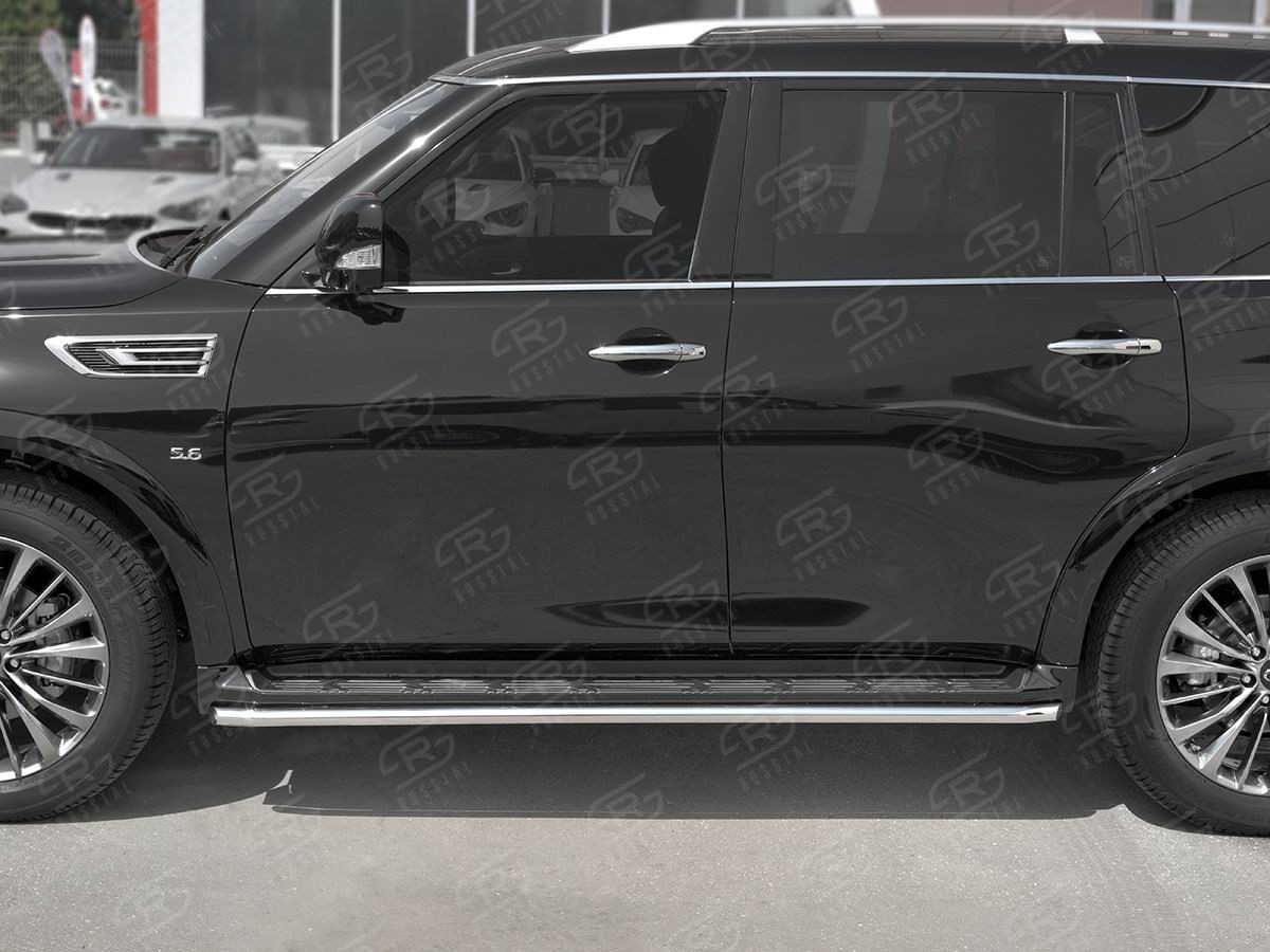 Руссталь IQX8T-003012 защита порогов d42 (секции) на Infiniti QX80 2018- 