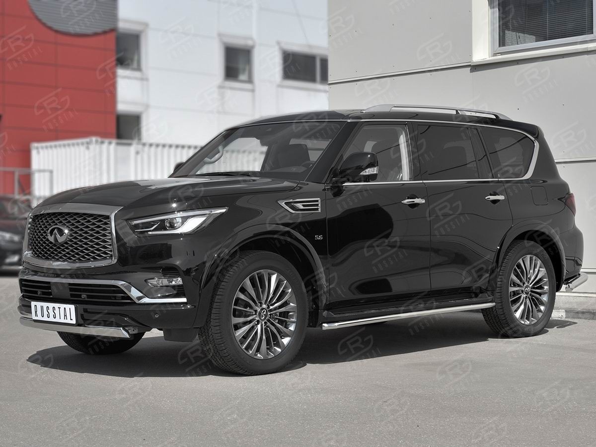 Руссталь IQX8Z-003006 защита переднего бампера d75х42 дуга на Infiniti QX80 2018- 