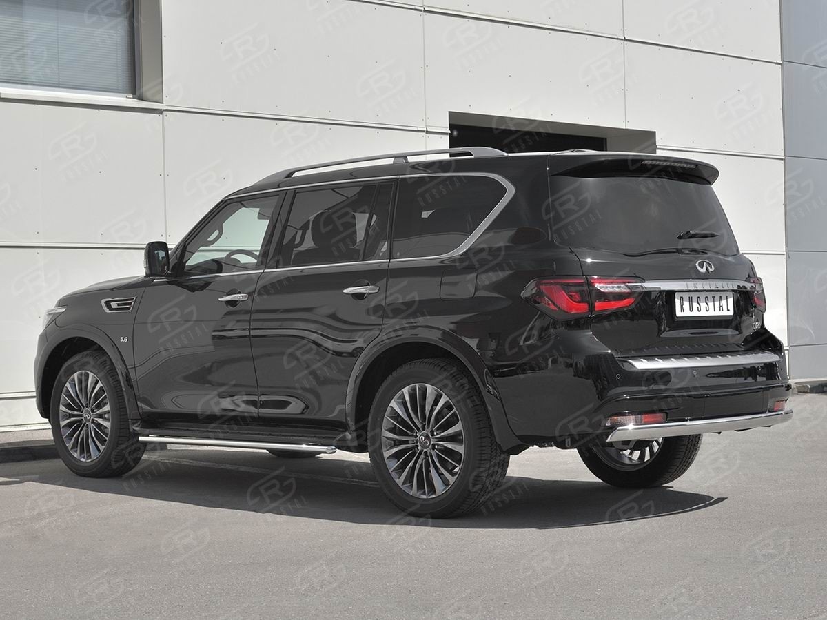 Руссталь IQX8Z-003013 защита заднего бампера d75х42 дуга на Infiniti QX80 2018- 