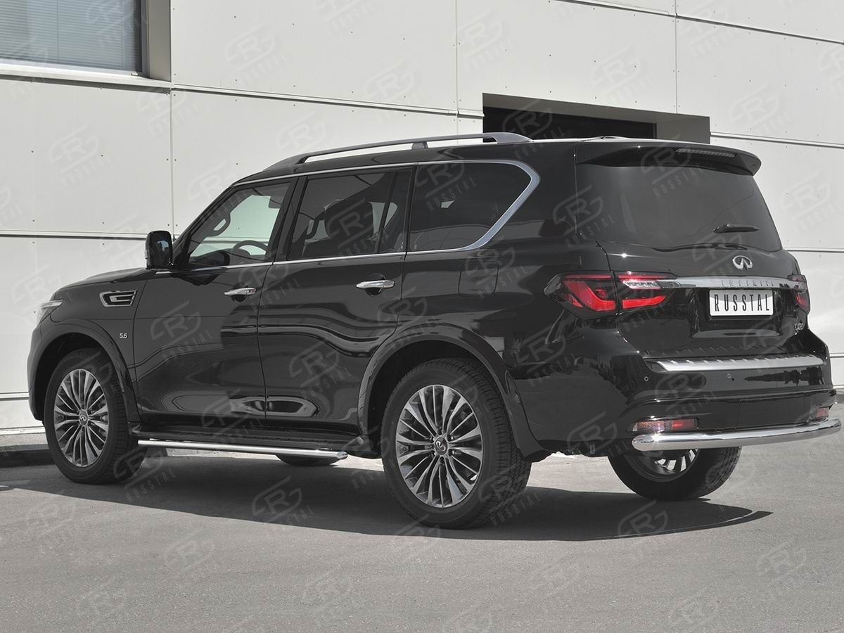 Руссталь IQX8Z-003014 защита заднего бампера d76 дуга на Infiniti QX80 2018- 