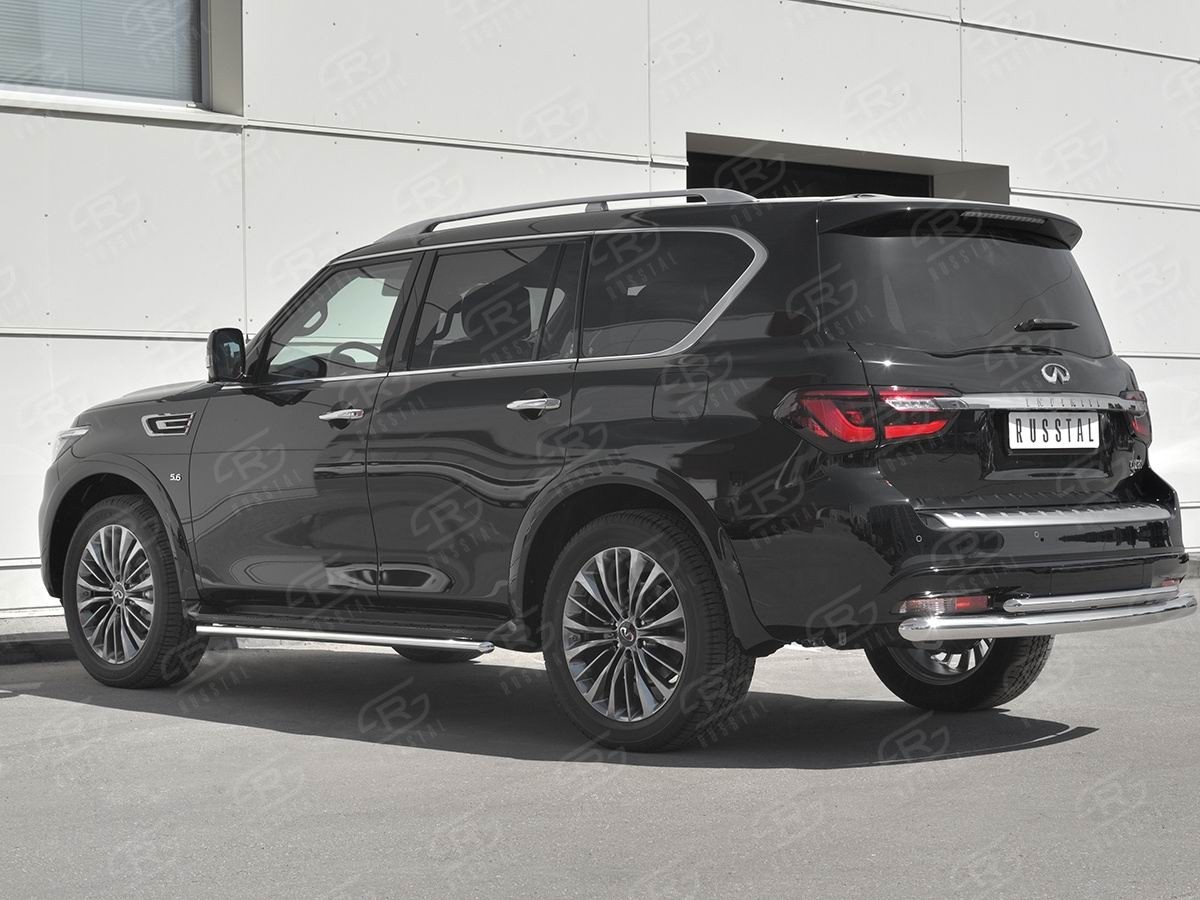 Руссталь IQX8Z-003015 защита заднего бампера d76 дуга-d42 дуга на Infiniti QX80 2018- 