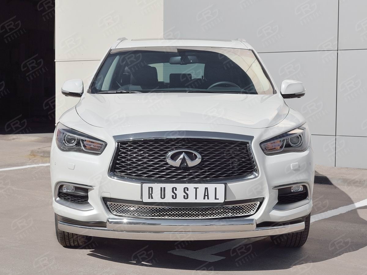 Руссталь IQXZ-002674 защита переднего бампера d75х42 дуга-75х42 дуга на Infiniti QX60 2016-