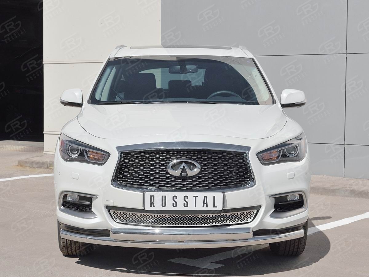 Руссталь IQXZ-002677 защита переднего бампера d63 дуга-d75х42 дуга на Infiniti QX60 2016-