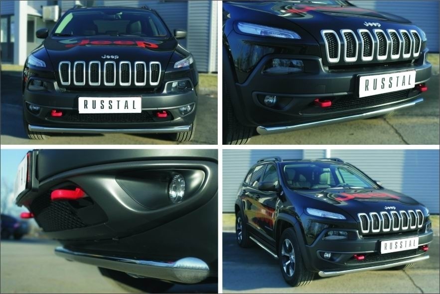 Руссталь JCZ-001993 защита переднего бампера d63 (секции) на Jeep Cherokee Trailhawk 2014 -