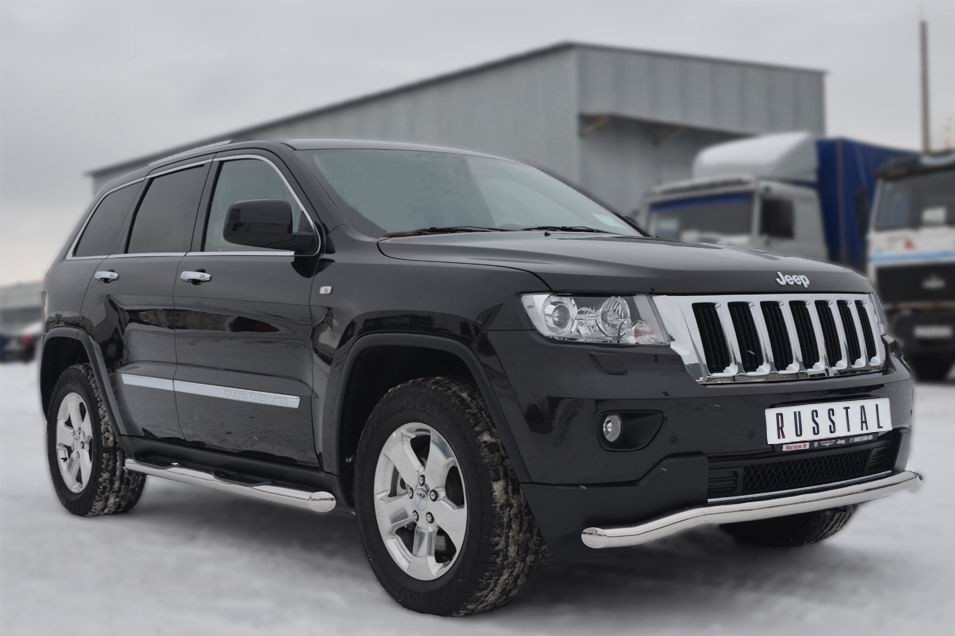 Руссталь JGT-0011961 защита порогов d76 с накладкой (вариант 1) на Jeep Grand Cherokee 2012