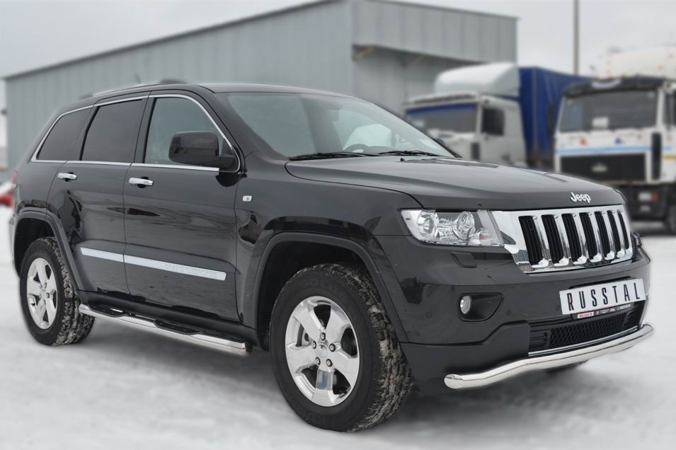 Руссталь JGT-0011963 защита порогов d76 с накладкой (вариант 3) на Jeep Grand Cherokee 2012