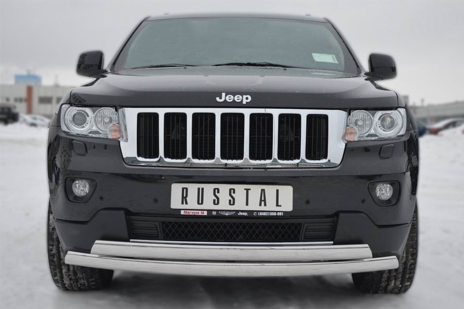 Руссталь JGZ-001190 защита переднего бампера 75х42/75х42 овалы на Jeep Grand Cherokee 2012