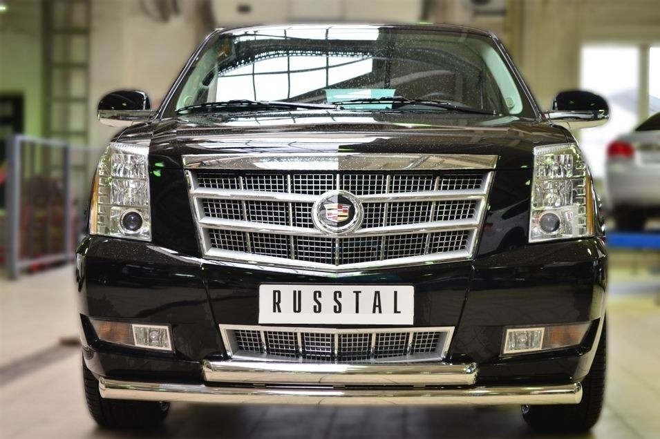 Руссталь KEZ-001687 защита переднего бампера d76 (дуга) d76 (дуга) на Cadillac Escalade 2007-