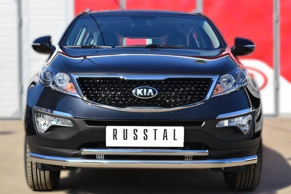 Руссталь KSGZ-001668 защита переднего бампера d63 (секции) 42 (дуга) на KIA Sportage 2013-