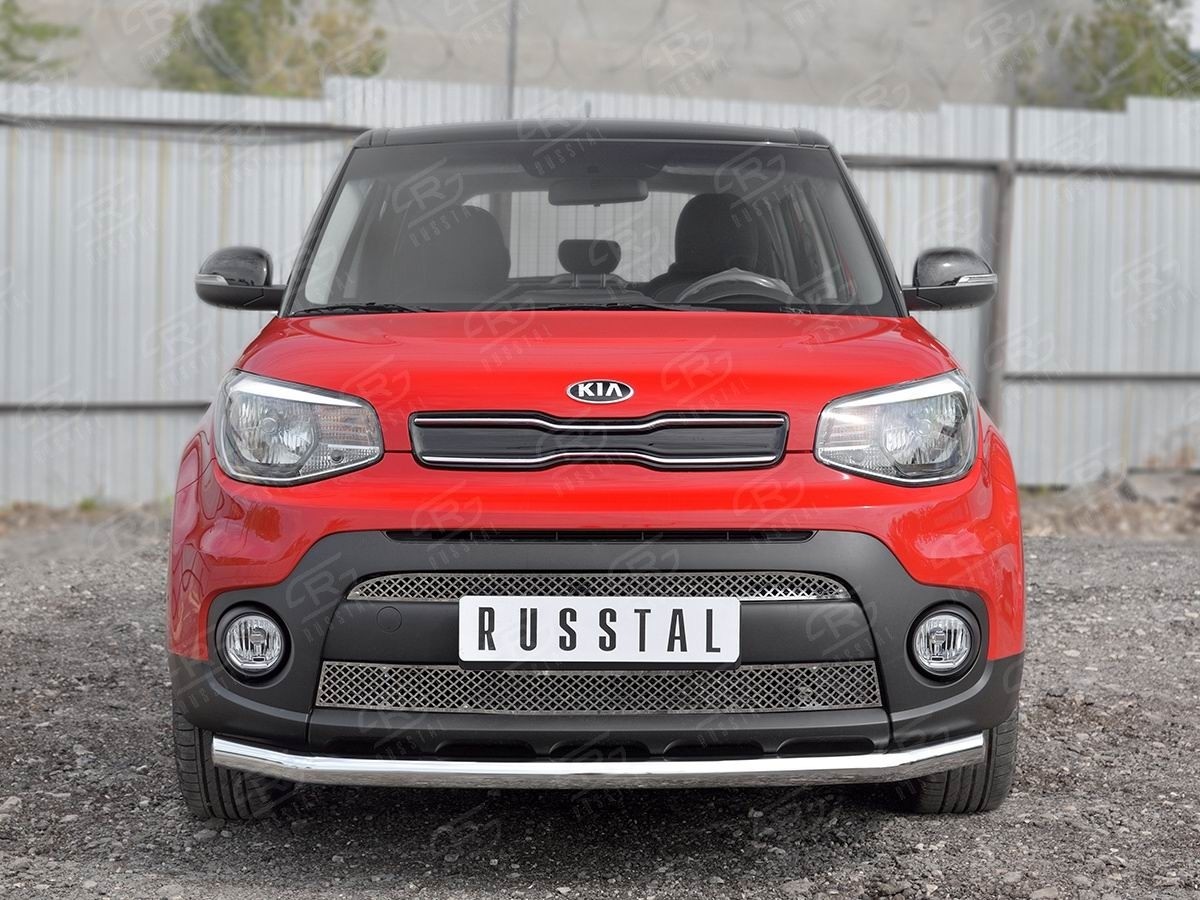 Руссталь KSOZ-002749 защита переднего бампера d63 секции на KIA Soul 2017-