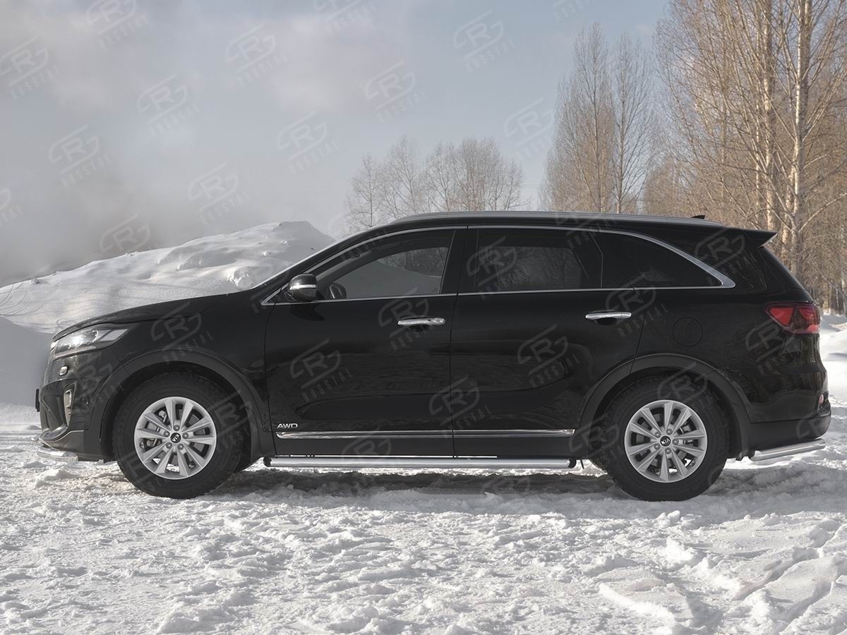 Руссталь KSPT-0031391 пороги труба d63 (со скошенными торцами) на Kia Sorento Prime 2018-