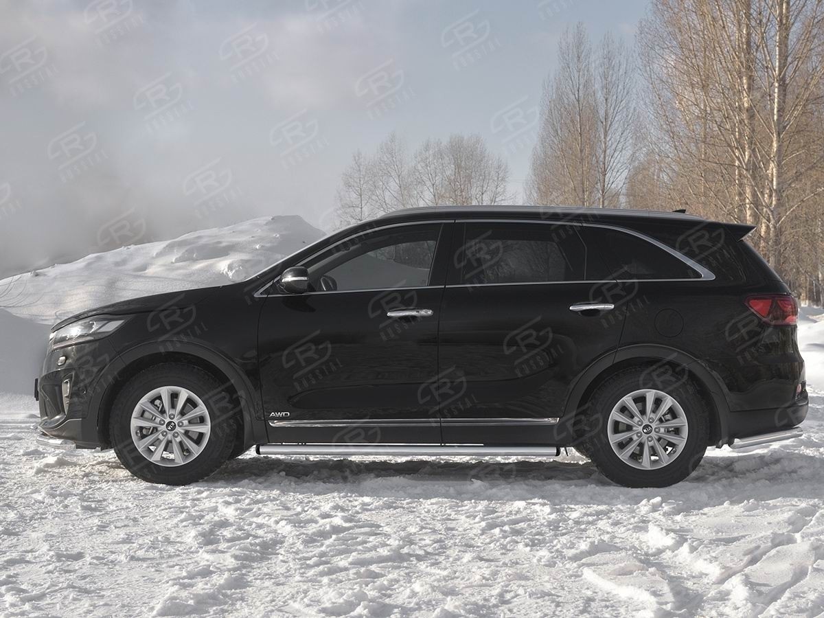 Руссталь KSPT-0031392 пороги труба d63 (с заглушками на торцах) на Kia Sorento Prime 2018-