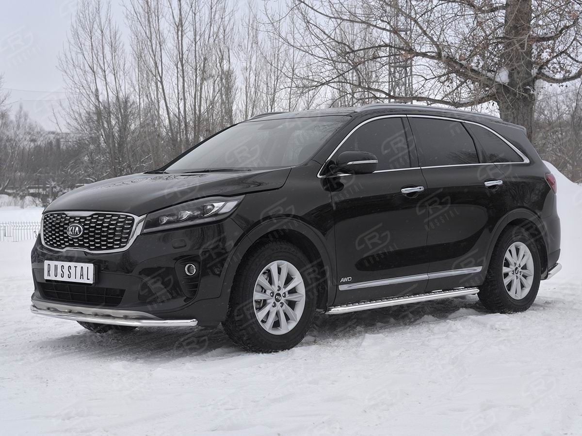 Руссталь KSPZ-003132 защита переднего бампера d42 секции на Kia Sorento Prime 2018-