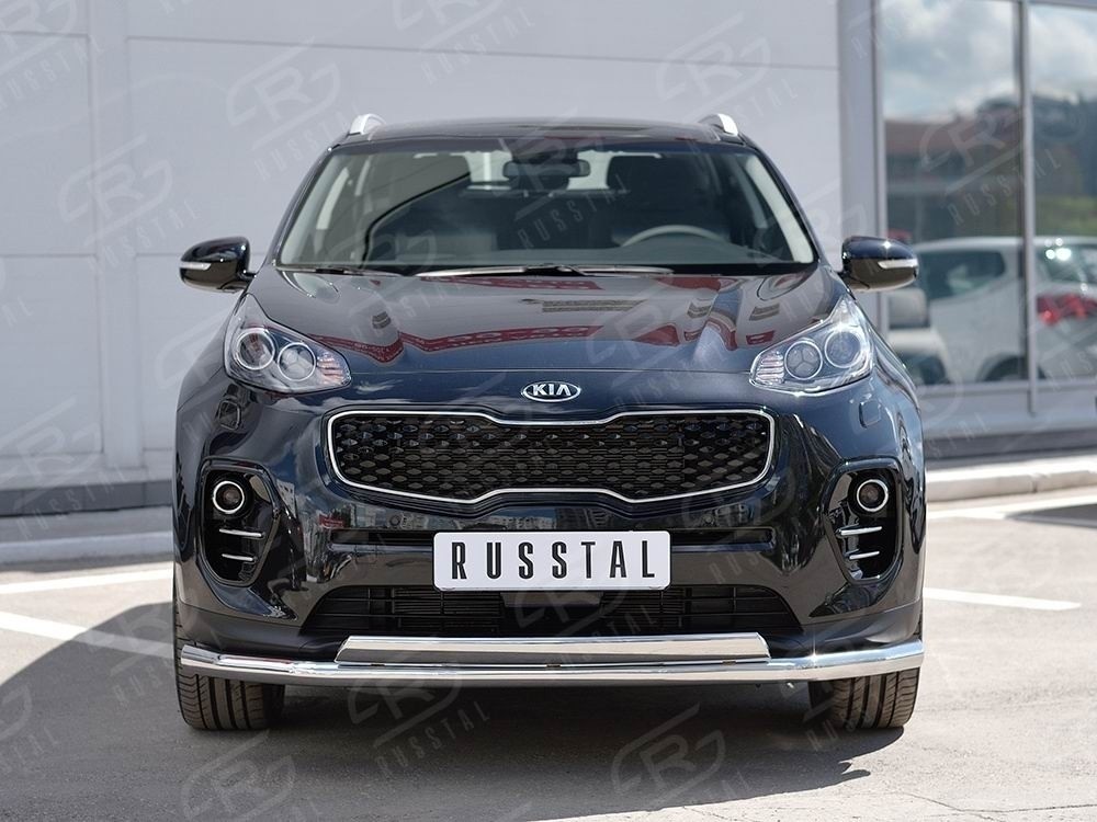 Руссталь KSZ-002284 защита переднего бампера d63 секция-75х42 дуга на KIA Sportage 2016-