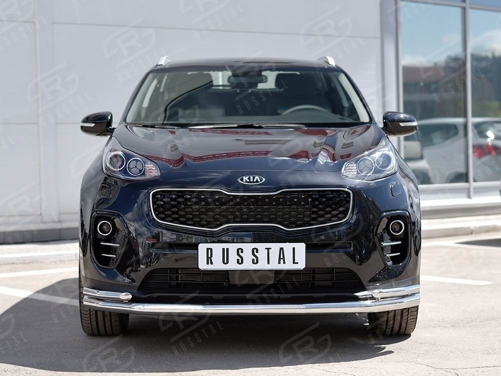 Руссталь KSZ-002286 защита переднего бампера d63 секция-d42 уголки на KIA Sportage 2016-