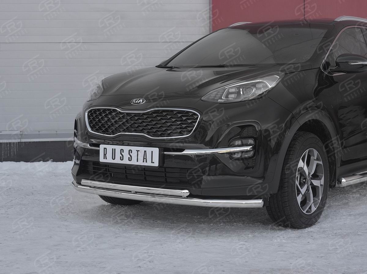 Руссталь KSZ-003184 защита переднего бампера d63 секция d42 дуга на Kia Sportage 2018-