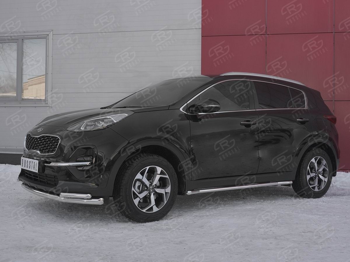 Руссталь KSZ-003185 защита переднего бампера d63 секция d42 уголки на Kia Sportage 2018-