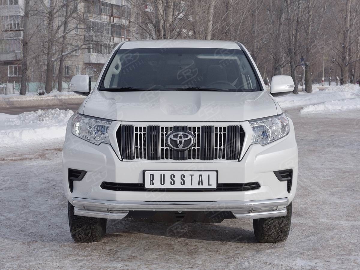 Руссталь LCPZ-002860 защита переднего бампера d63 секции-d63 уголки на Toyota LC Prado 150 2017-