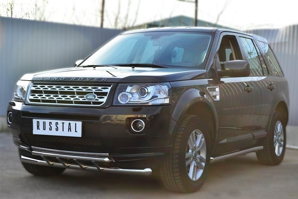 Руссталь LFRZ-001490 защита переднего бампера d63 (секции) d42 (дуга) на Land Rover Freelander 2 2012-