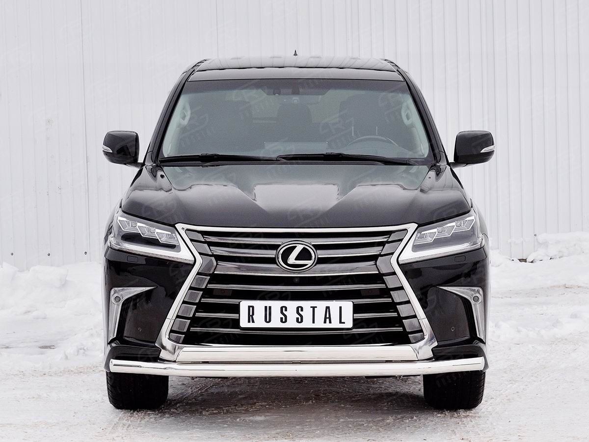 Руссталь LLX4Z-002512 защита переднего бампера d63 секция-75х42 дуга на Lexus LX450d-LX570 2015 (кроме F-Sport)