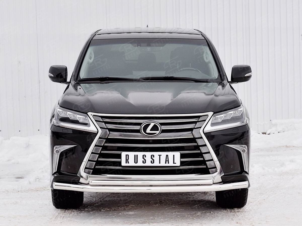 Руссталь LLX4Z-002513 защита переднего бампера d63 секция-d42 дуга на Lexus LX450d-LX570 2015 (кроме F-Sport)