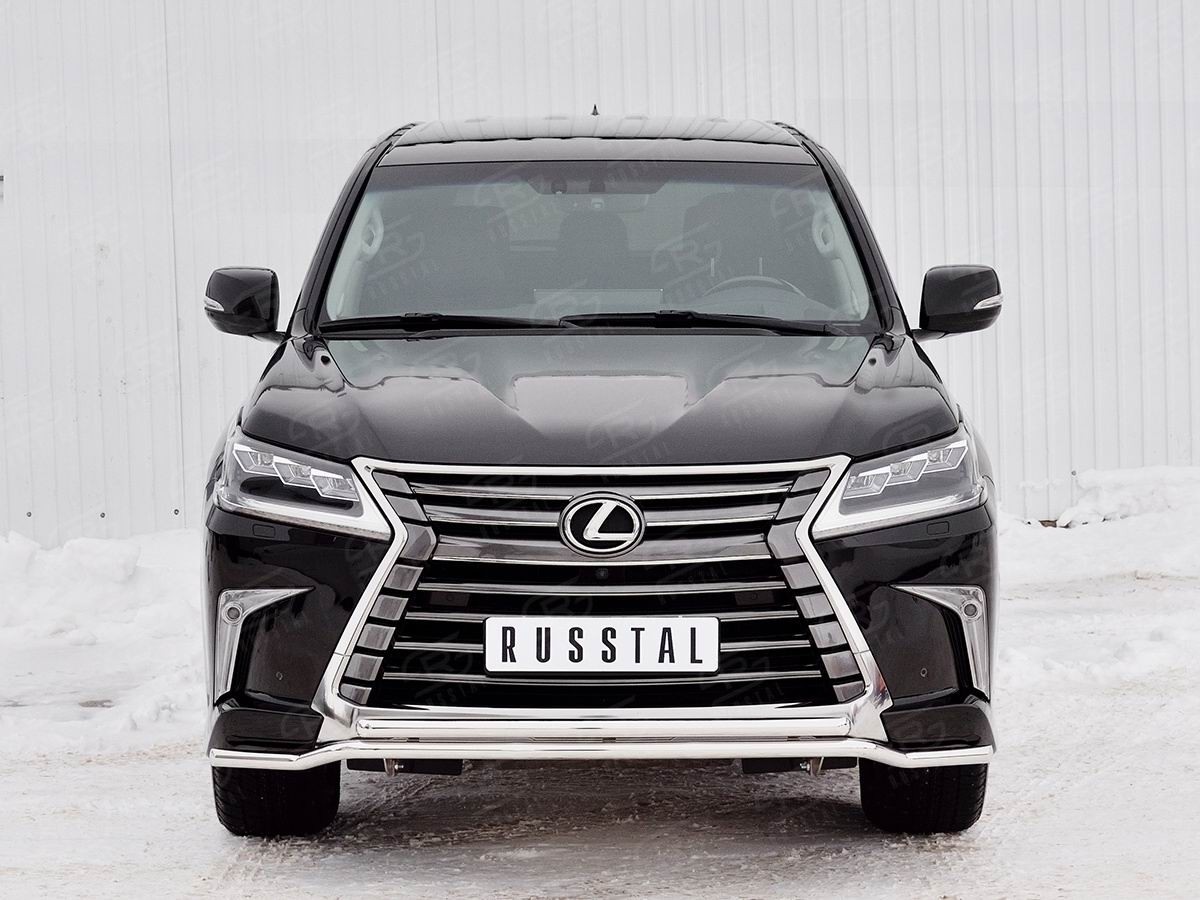 Руссталь LLX4Z-002518 защита переднего бампера d42 волна-d42 дуга на Lexus LX450d-LX570 2015 (кроме F-Sport)