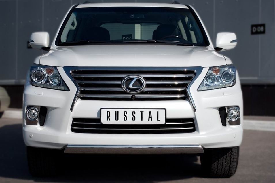 Руссталь LLXZ-000863 защита переднего бампера d75х42 овал (короткая) на Lexus LX 570 2012-