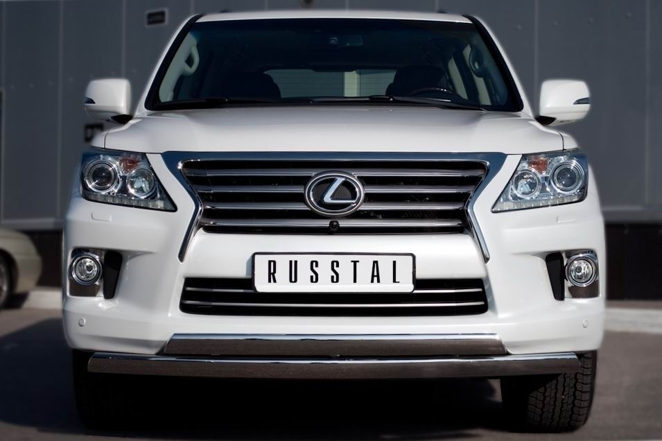 Руссталь LLXZ-000865 защита переднего бампера d75x42/75х42 овалы на Lexus LX 570 2012-