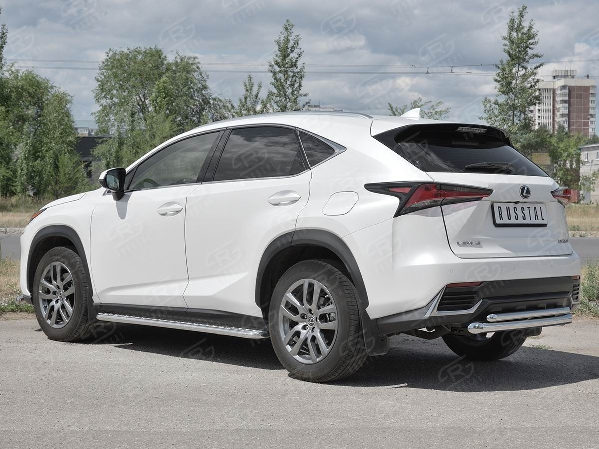 Руссталь LNX3Z-002947 защита заднего бампера d63 дуга-d42 дуга на Lexus NX300 2017-