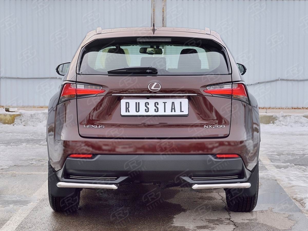 Руссталь LNXZ-002587 защита заднего бампера уголки d42 секции на Lexus NX 200 2014 (кроме F-Sport) 