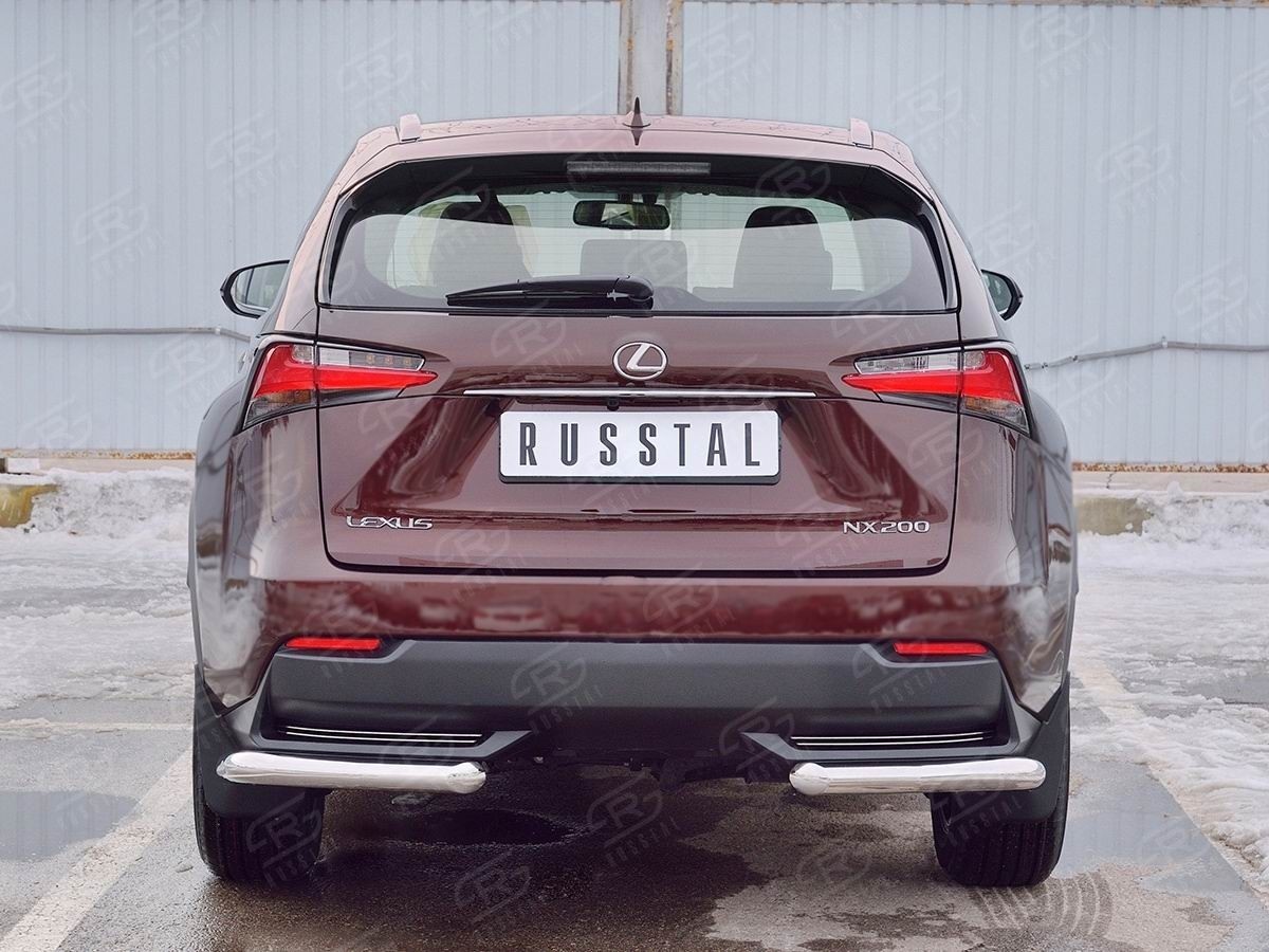 Руссталь LNXZ-002588 защита заднего бампера уголки d63 секции на Lexus NX 200 2014 (кроме F-Sport) 