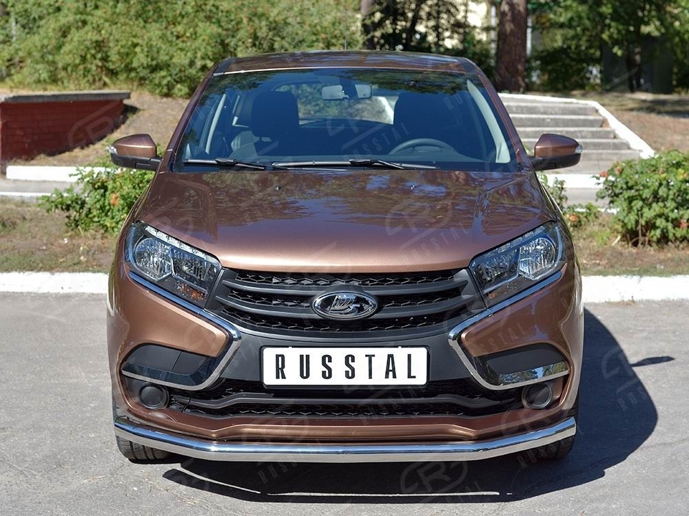 Руссталь LXRZ-002385 защита переднего бампера d63 секция на Lada XRay 2015