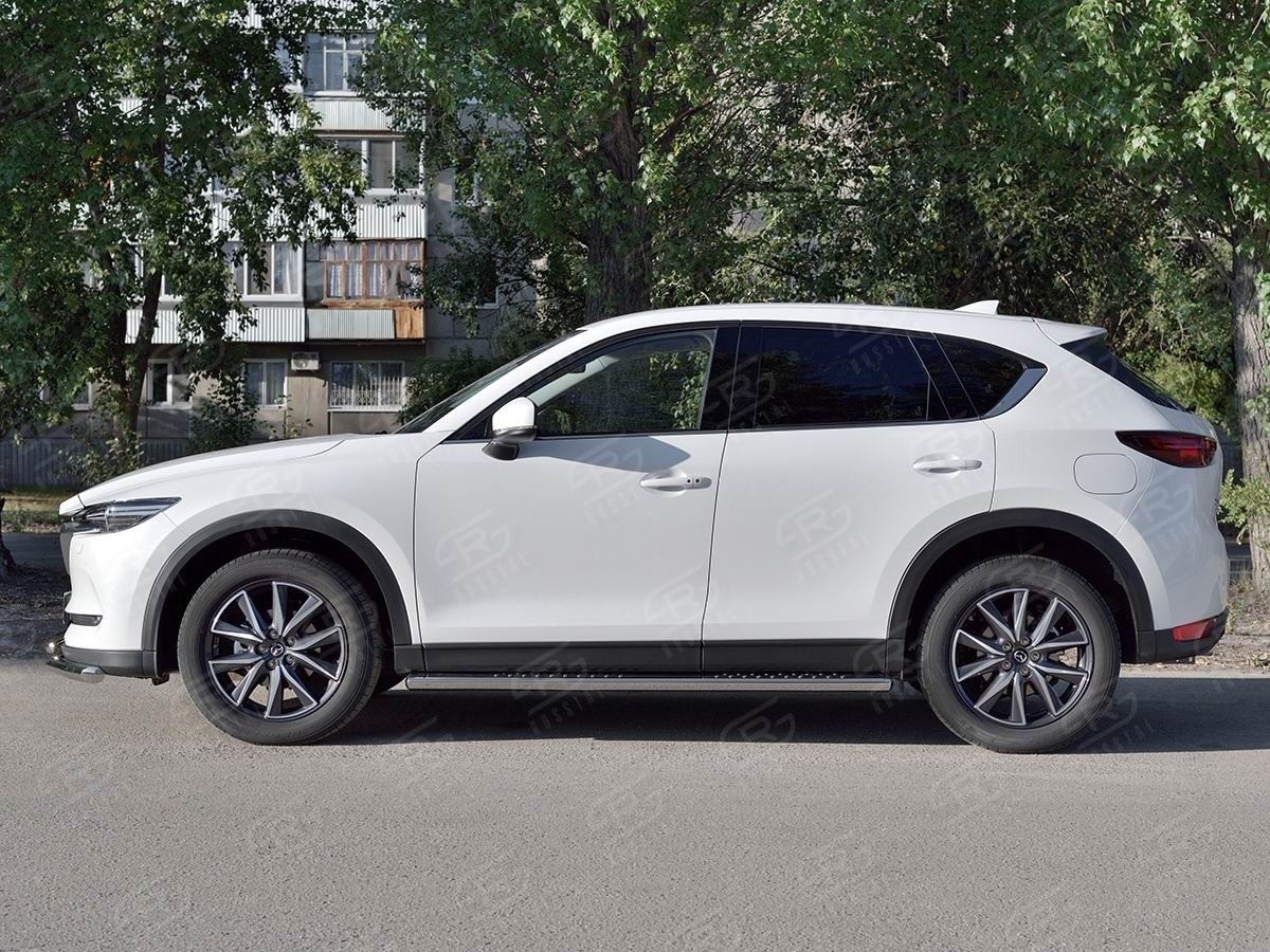 Руссталь M5O-002794 пороги труба 120х60 овал с проступью на Mazda CX-5 2017-