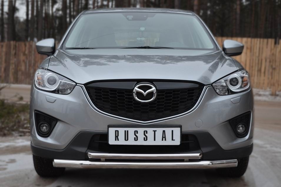 Руссталь M5Z-001135 защита переднего бампера d63 (секции) d42 (дуга) на Mazda CX-5 2011-