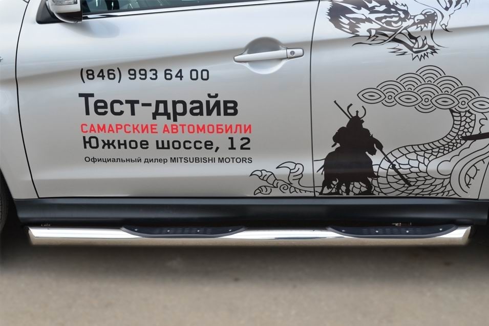 Руссталь MAST-0013251 пороги труба d76 с накладкой (со скошенными торцами) на Mitsubishi ASX 2012-