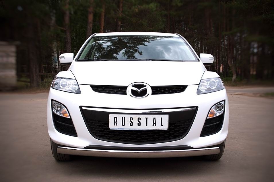 Руссталь MC7Z-000642 защита переднего бампера d75х42 овал на Mazda CX-7 2010-2013