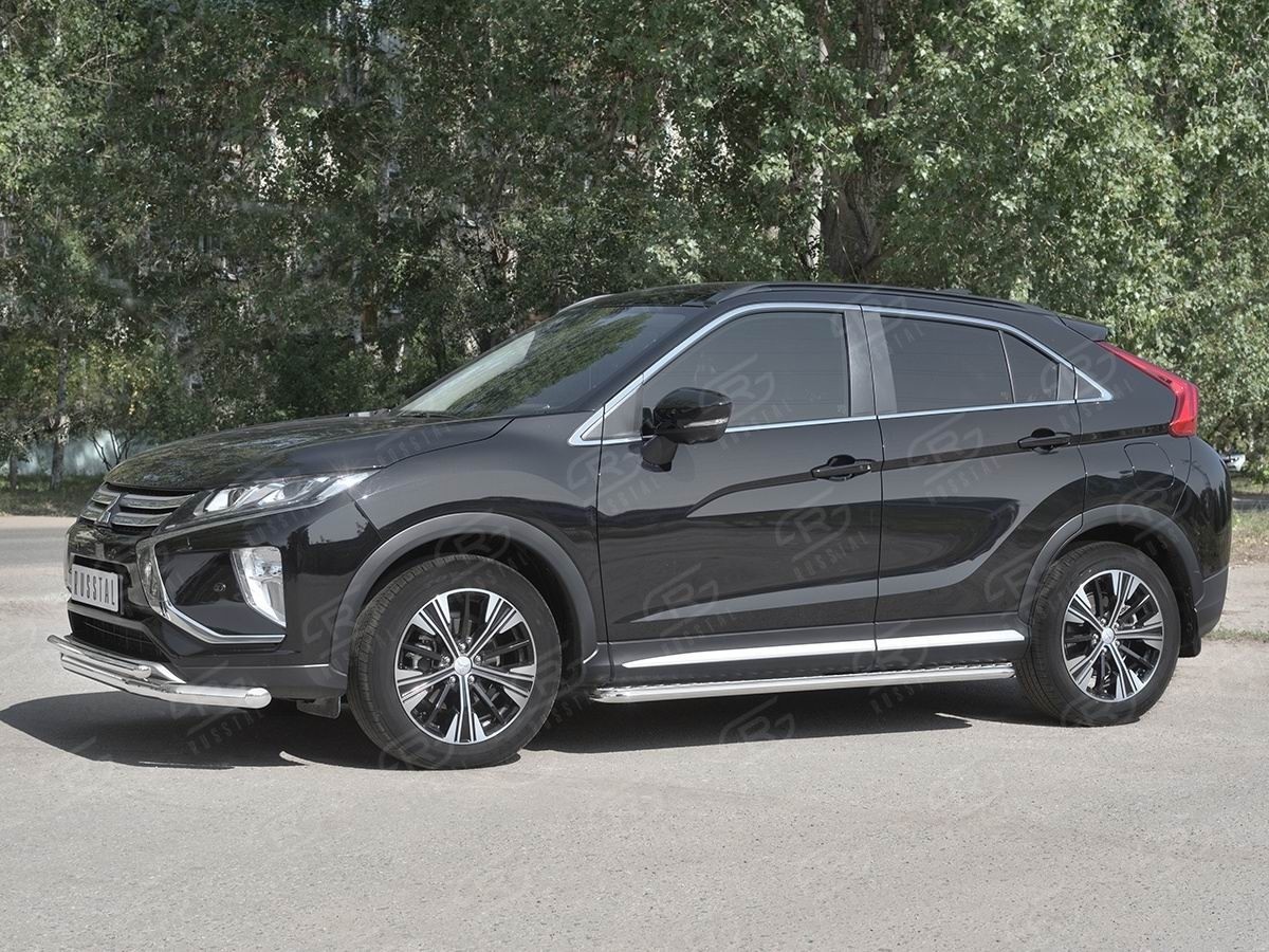 Руссталь MEZ-003044 защита переднего бампера d63 секции-d42 дуга на Mitsubishi Eclipse Cross 2018- 